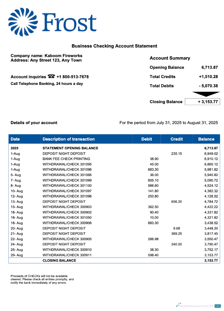 Download USA Frost enterprise statement Word and PDF format Photoshop template